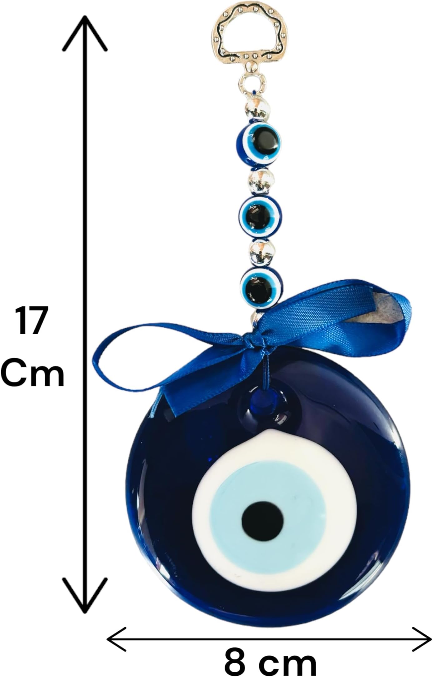 Large Size Evil Eye Hanging for Home & Office | Turkish Evil Eye for Good Luck & Prosperity | Evil Eye Wall Hanging Main Door Entrance Nazar battu (8 cm)