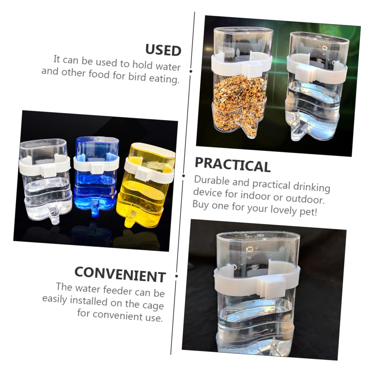GANAZONO Distributeur Automatique d'eau pour Perroquet Distributeur de Nourriture, Abreuvoir Hygiénique pour Oiseaux, en Plastique, 12 Pièces