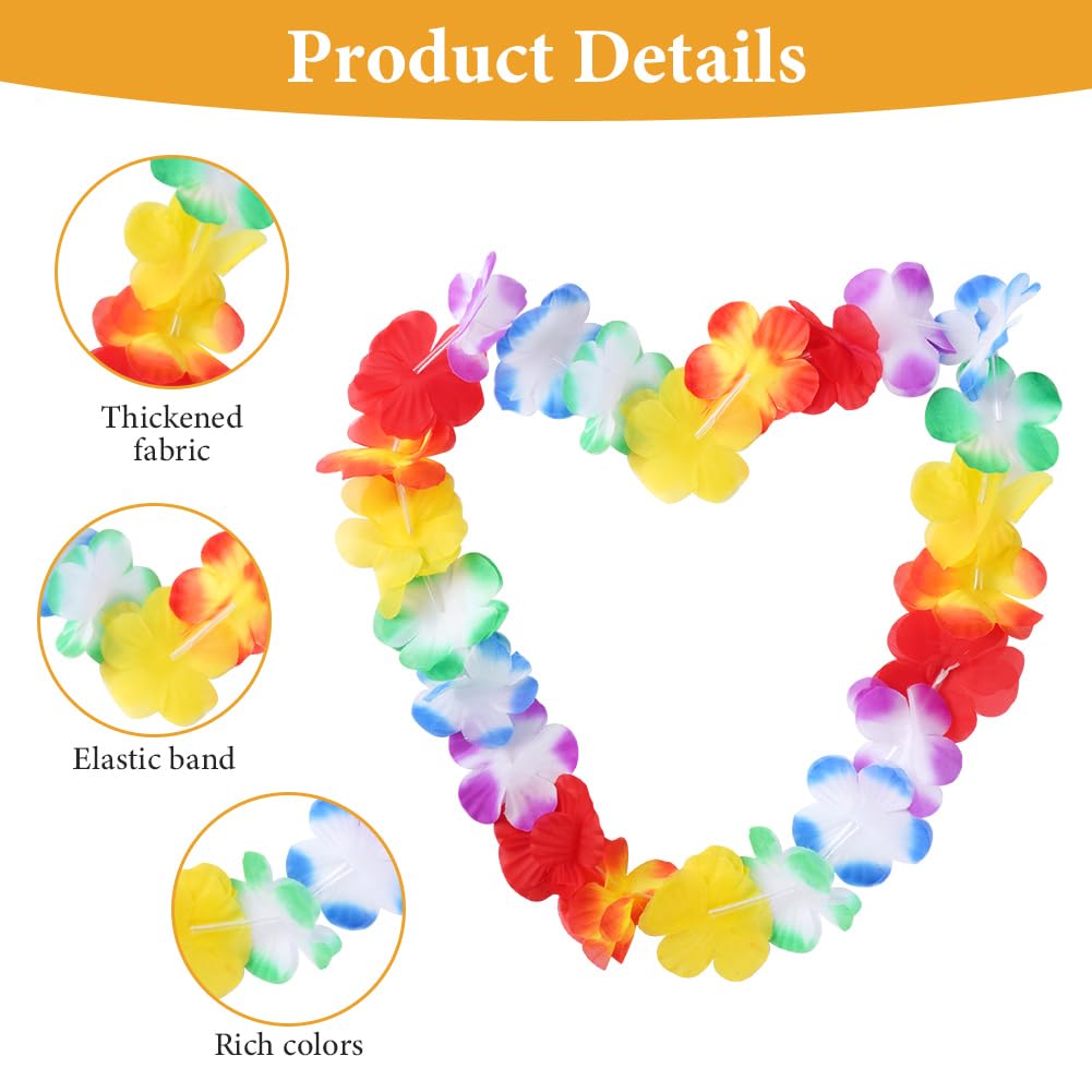 Aomig Hawaiian Leis Set for Tropical Beach Party, Garlands, Flower Necklace - Image 3