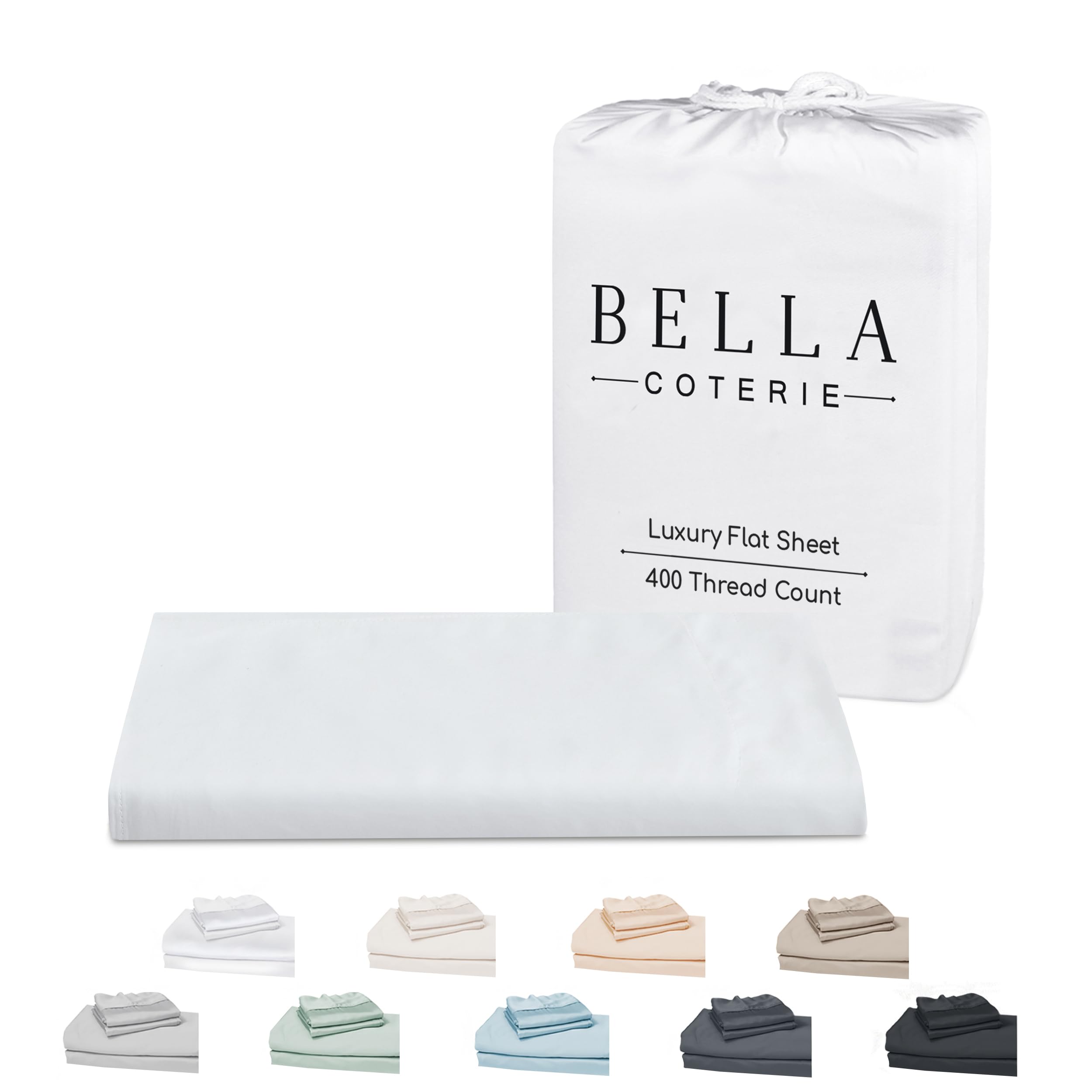 Bc Bella Coterie White Bella Coterie Luxury Bamboo Viscose Queen Flat Sheet | 100% Organically Grown | Ultra Soft | Cooling For Hot Sleepers [White] Size 18