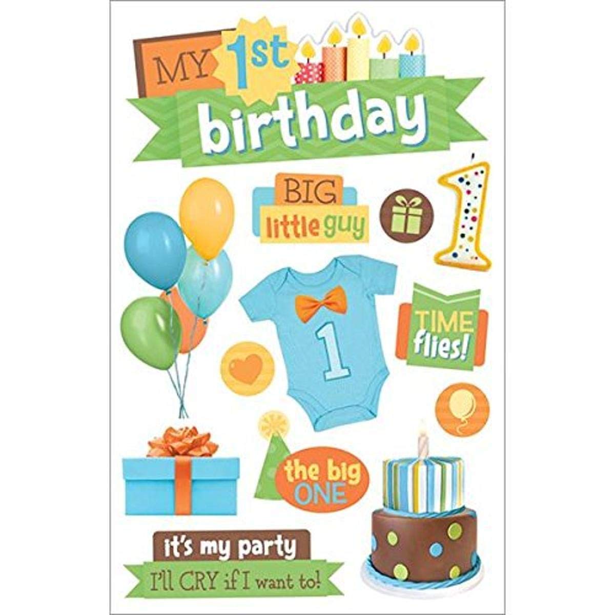 Paper House Productions 3D Çıkartmalar 4.5"x8.5"-1st Birthdayy-Boy