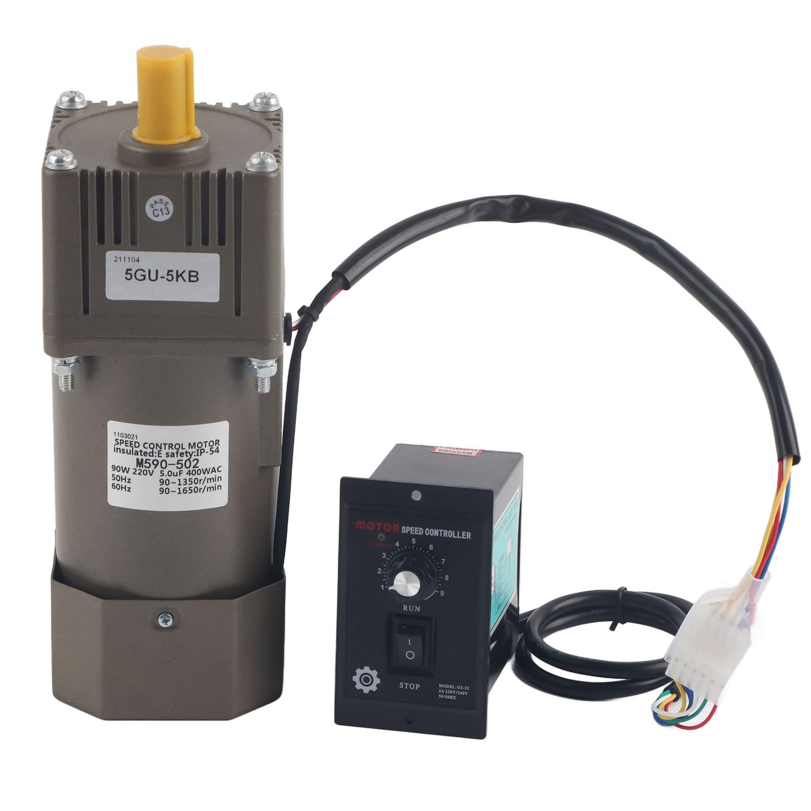 ZJchao Motor de Engranaje de CA Motor Asíncrono de Velocidad Ajustable Monofásico de 90 W 220 V de Alto par para Aplicaciones Industriales (Relación de reducción 5k)