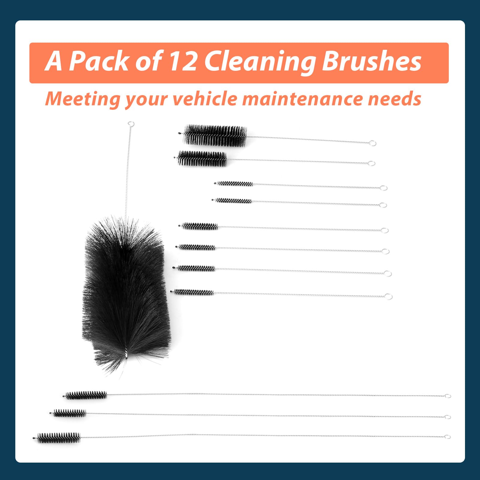 Lot de 12 brosses de nettoyage de voiture 61820 en fil d'acier inoxydable et nylon