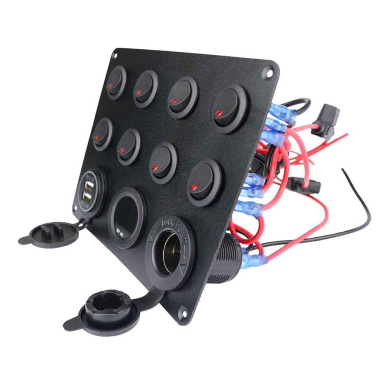 8 Gang Toggle Switch Panel Dual USB 4.2A Charger and Digital Voltage Meter for 12V-24V Cars Boats RVs and Campers