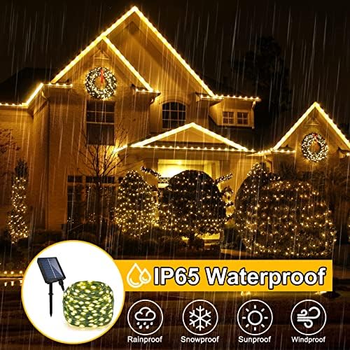 Vacoulery Solar String Lights Outdoor Garden, 20M 200LED Solar Fairy Lights Waterproof Warm White 8 Modes Timer Solar Powered Lights for Garden Trees Patio Yard Home Wedding Party (Green Cable)