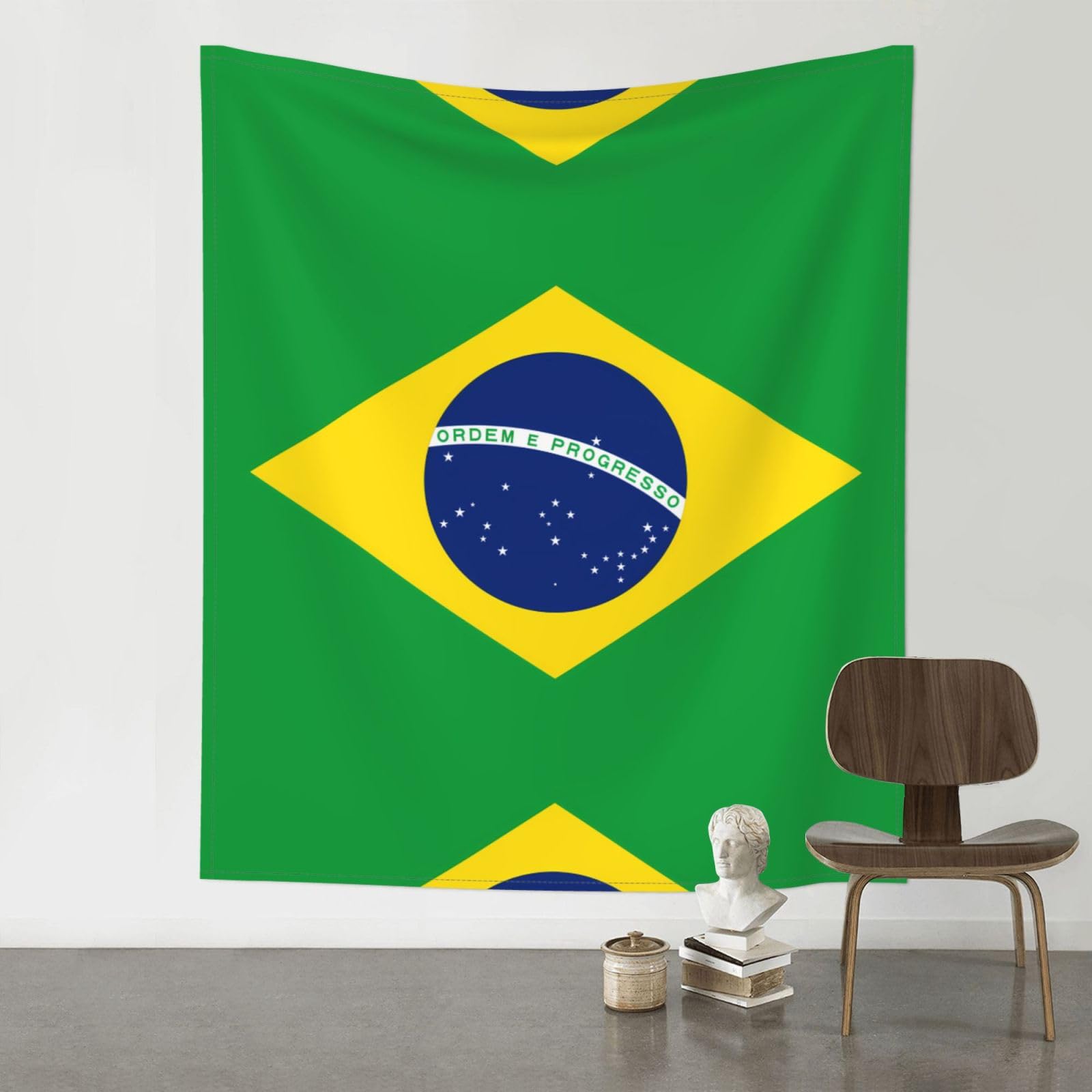 HJFCZH Brazilian flag Prints Wall Tapestry 60x51in – Boho Decor Throw for Bedroom, Dorm, Beach Cover & Picnic Blanket
