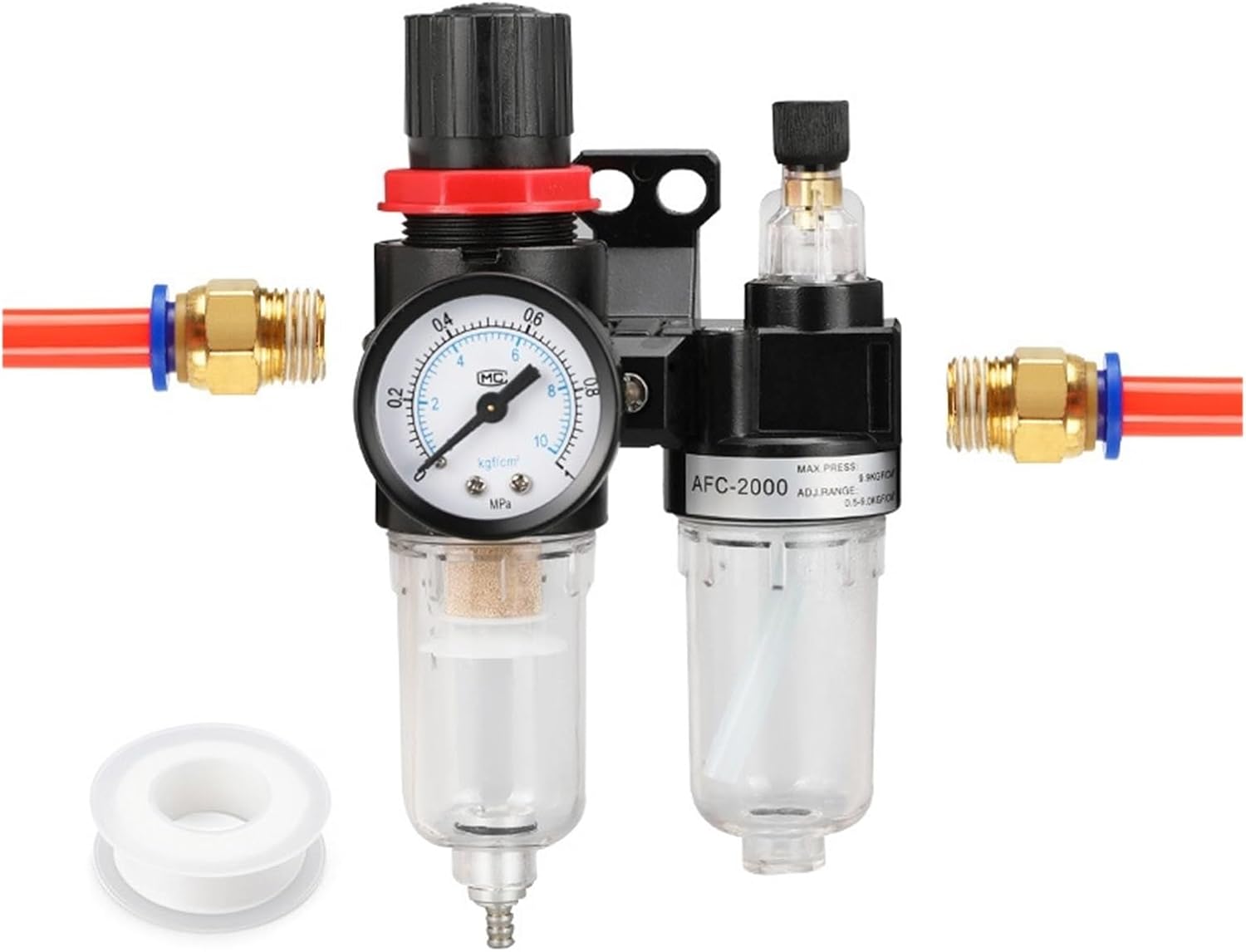 AFC2000 Pneumatic Air Compressor Filter Regulator Lubricant AFR2000 + AL2000 G1/4 Oil-Water Separator Decompression(With 10mm fitting)