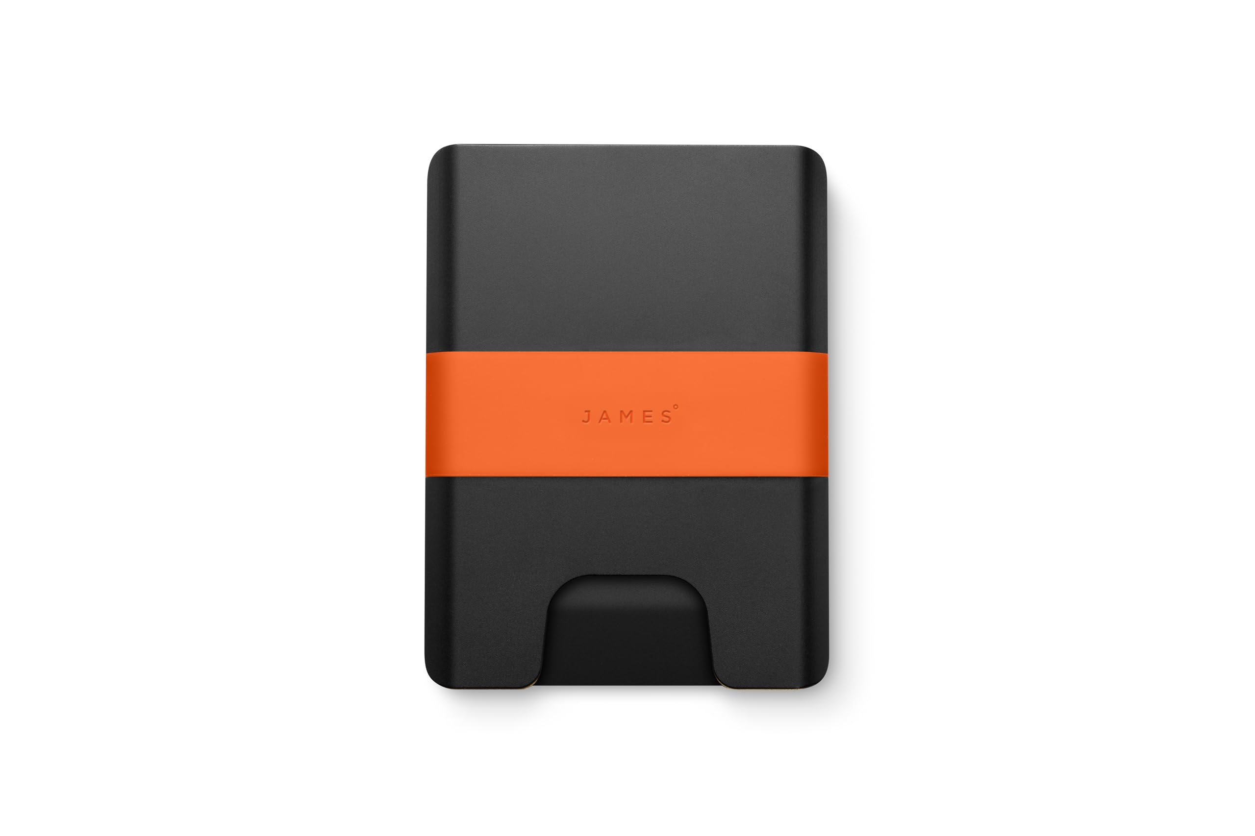 JAMES° The Lowe Minimalist CNC-Machined Aluminum Men's Wallet, Naturally RFID-Blocking, Simple, Clean, Slim - Black + Fire