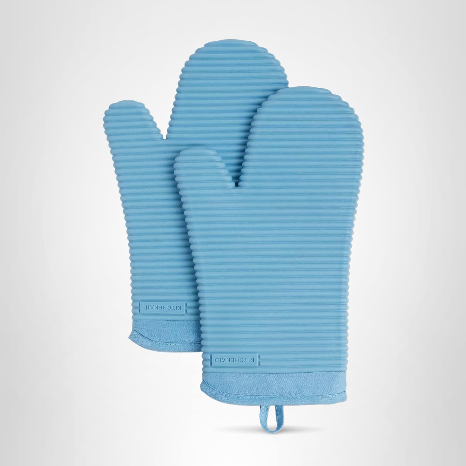 KitchenAid Ofenhandschuh-Set, gerippt, weiches Silikon, 17,8 x 33 cm, Blauer Samt, 2 Stück Küche, Haushalt & Wohnen