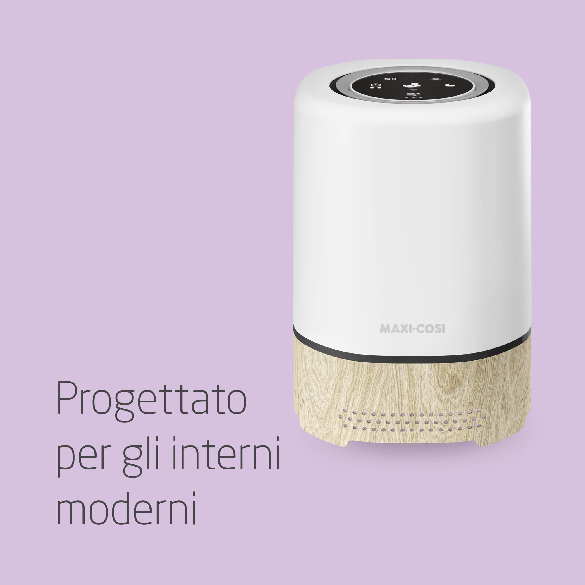 Maxi-Cosi Clean Purificatore d'Aria HEPA, Depuratore aria con filtri HEPA 13, Rimuove il 99,97% di pollini, allergie e polvere, Wi-Fi, Timer e Luce Notturna, Compatibile con Alexa e Google Assistant