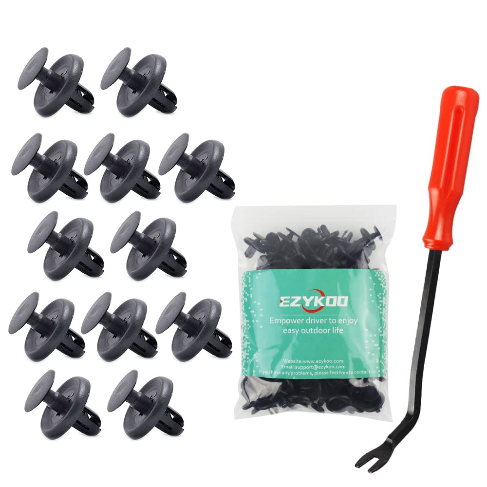 EZYKOO 100pcs Car Rivets,Nylon Bumper Compatible with Lexus Toyota Body Clips,Splash Shield Clips 90467-07201 Replacement Fasteners, Quality Push Fasteners with Bonus Fastener Remover
