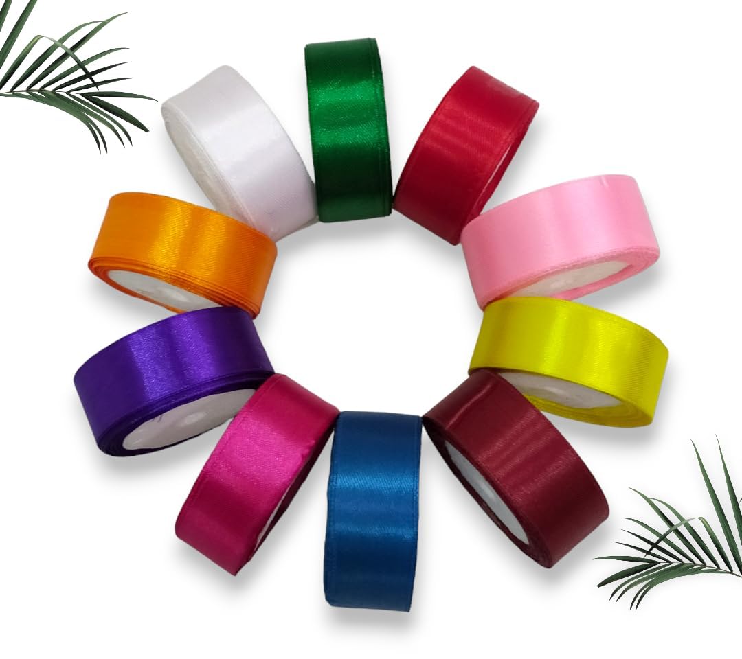 CUBIC Satin Ribbons Multicolors |Set of 5| 5Meters Each