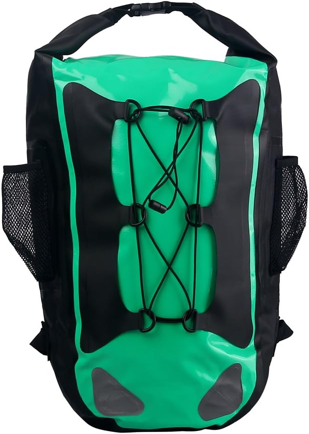 ESONE Large 30 Litre Waterproof Backpack Dry Bag for Hiking Kayaking Camping Boating Roll Top Closure (Green)