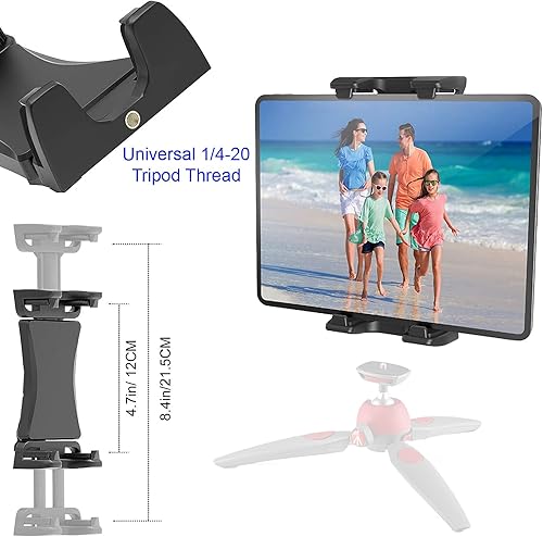 Miniatura 4 de ChargerCity Soporte giratorio de 360 para tablet con trípode de 14-20 con soporte de micrófono de poste compatible con iPad, iPad Pro, iPad Air,