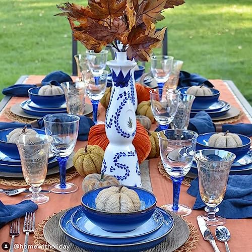 Denby - Blue Haze Coupe Dinner Plates Set of 6 - Dishwasher Microwave Oven Safe - Scratch Chip Resistant - Large Ceramic Stoneware Dinnerware Plates Set