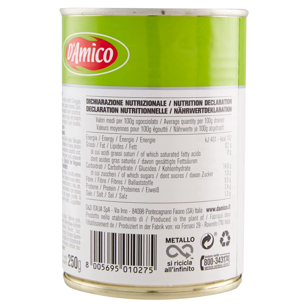 24 legumbres D'Amico Legumix Fantasia di Legumi Lessati hervidas, 10 variedades preciosas fuente de fibra y vitaminas 400 g lata