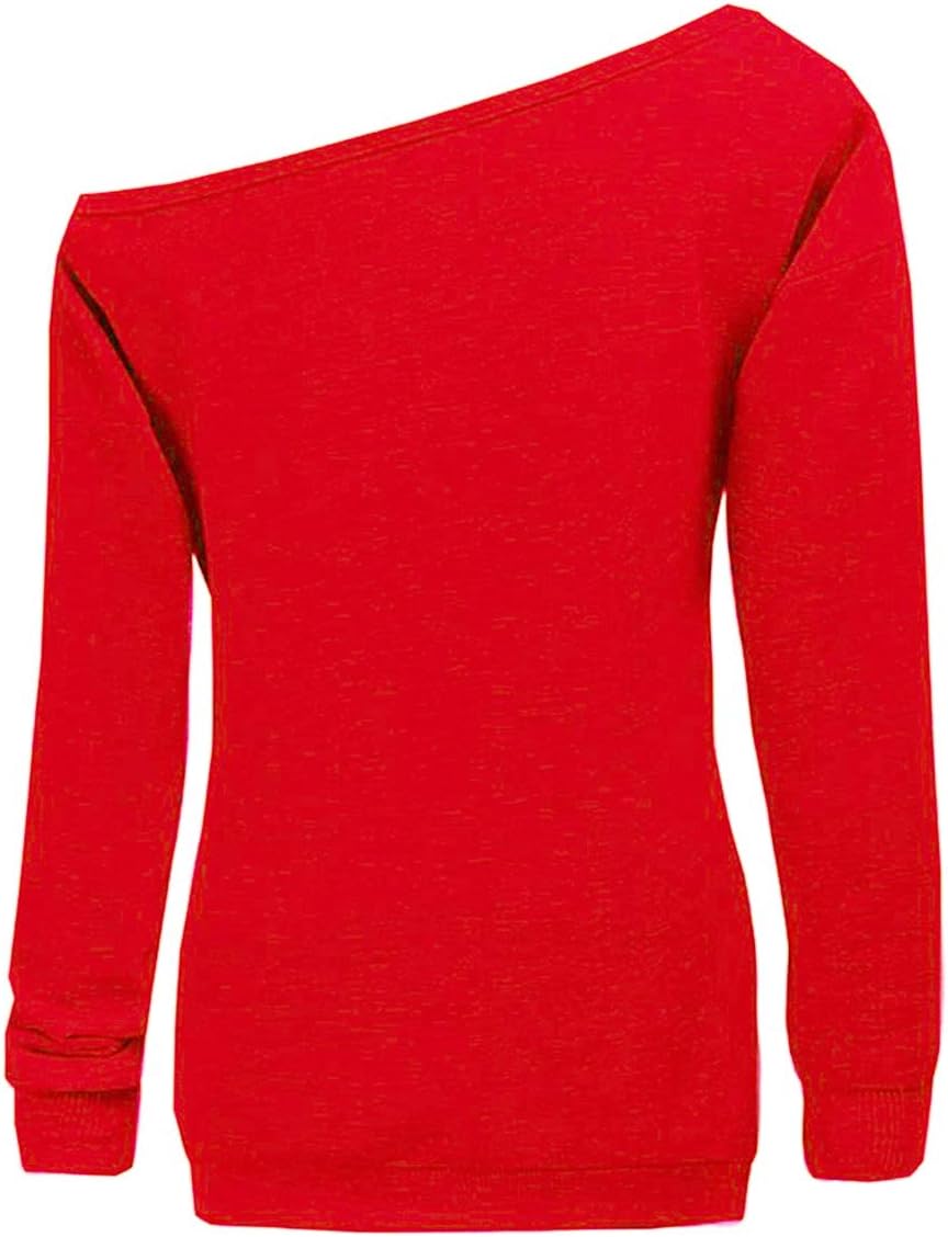 Women's Off Shoulder Casual Sweatshirt Pullover Long Sleeve Slouchy Shirt Top Blouse - Image 2