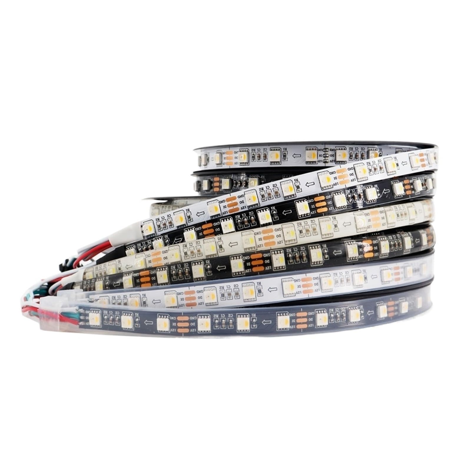 Tira de LED direccionable SK6812 RGBW RGBWW de 1-5M SMD 5050 4 en 1 60LEDs/m DC12V blanco negro PCB IP30 IP65 IP67 cinta de píxeles(White PCB,SK6812 RGB W_5M 60 IP67)