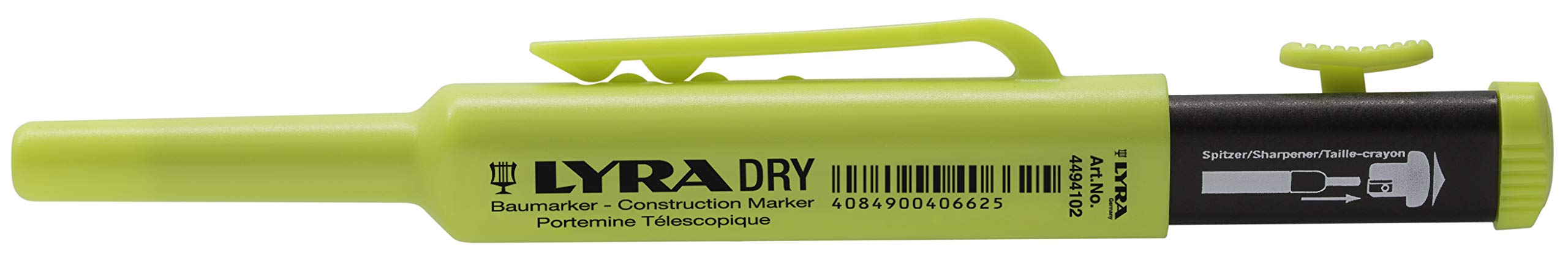 LYRAL4494102, LYRA DRY ECO Tieflochmarker, Baumarker, inkl. Spitzer und Clip, Universal-Graphit-Mine in 2B, 2,8 mm für alle Oberflächen