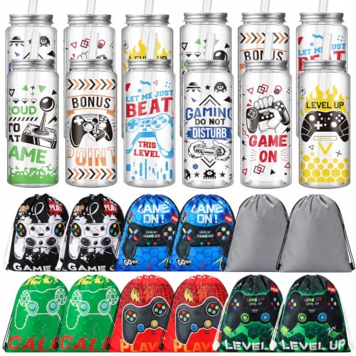 Ovveroche 24 Pcs Video Game Party Favors Set Cups & Goodie Bags