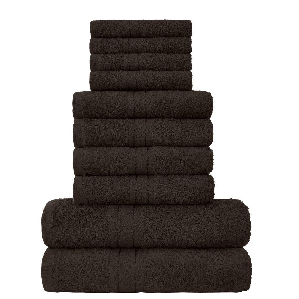 GC GAVENO CAVAILIA Towels Family Bale Set - 10 Piece 100% Egyptian Cotton, 4x Face 4x Hand 2x Bath Towel, Premium Quality Highly Water Absorbent Bathroom Accessories, Machine Washable, Chocolate โ image 1