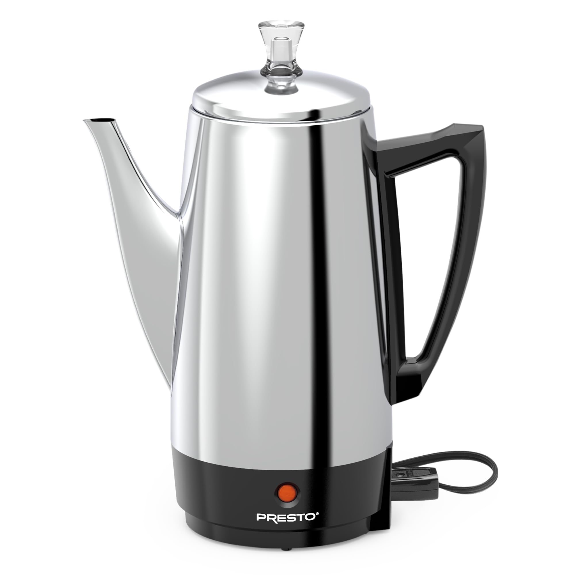 Presto 02811 Stainless Steel Electric Coffee Percolator - 12-Cups, Easy-Pour Spout, Stay-Cool Handle, Make 2-12 Cups