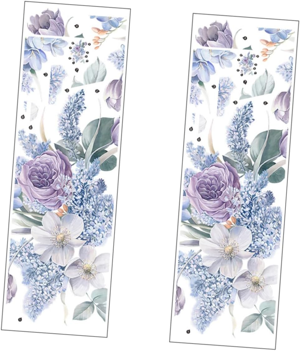 SEWOART 2 Sheets of Stickers Wall Tattoo Bedroom Flower Decoration Watercolour Flowers Wall