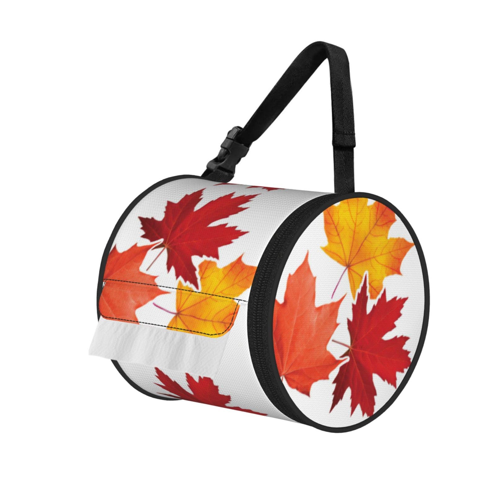 Fall Leaf Print Fashion Tissues Organizer Box, Hanging Tissue Holder For Purse Coins For Car Office Daily Outing