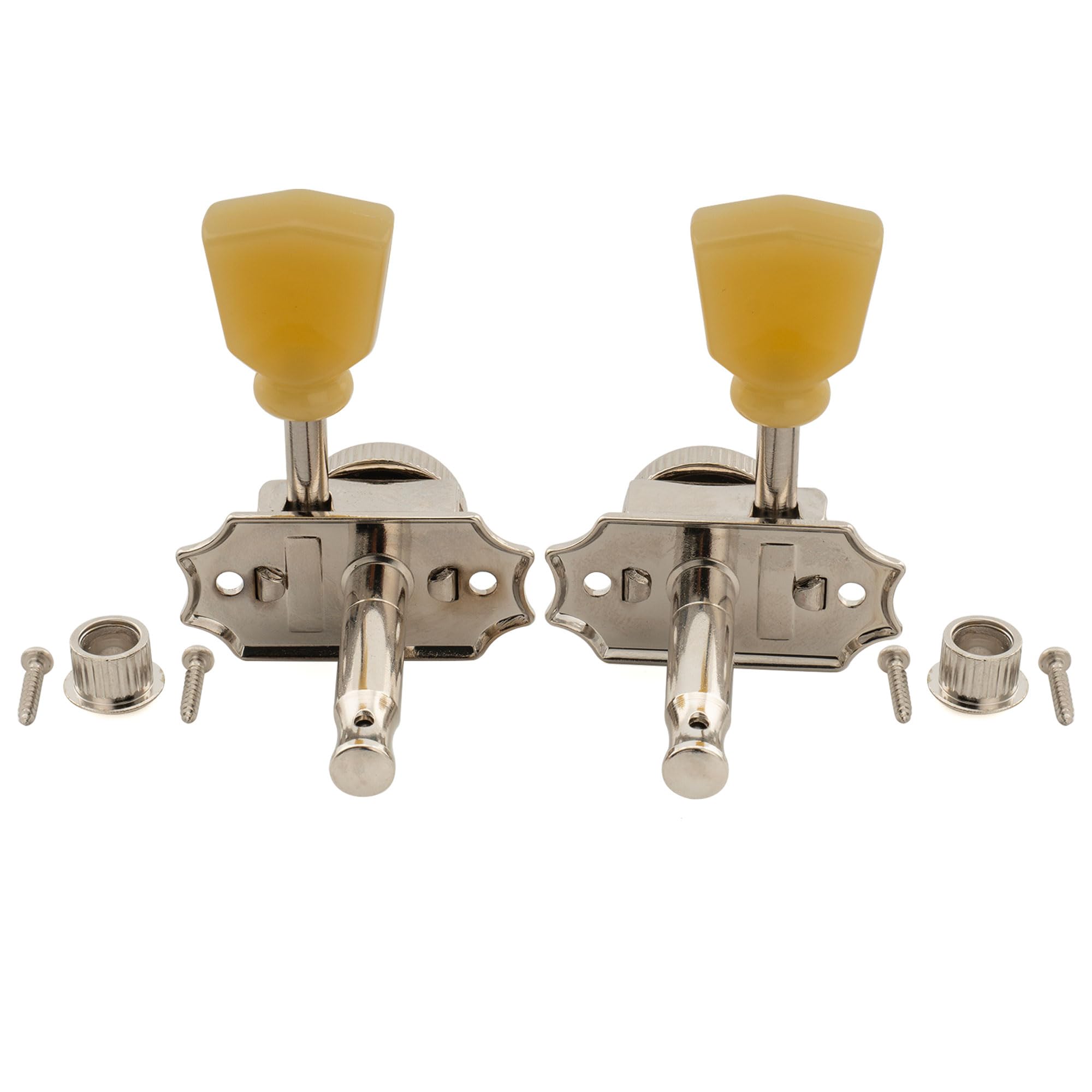 Musiclily Pro R18T 3R3L Semi-Sigillato Vintage Ibrido Set Meccaniche Autobloccanti 18:1 Ratio Locking Tuners con Paletta Keystone per Chitarra Elettrica Acustica, Nickel