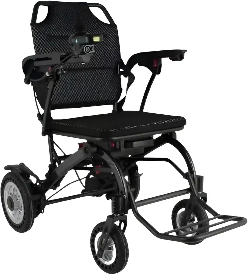 Cadeira de Rodas Elétrica Dobrável, Portátil com Joystick, Estrutura em Aço, Capacidade 100kg, Assento Acolchoado, Rodas Resistentes, Mobilidade Assistida