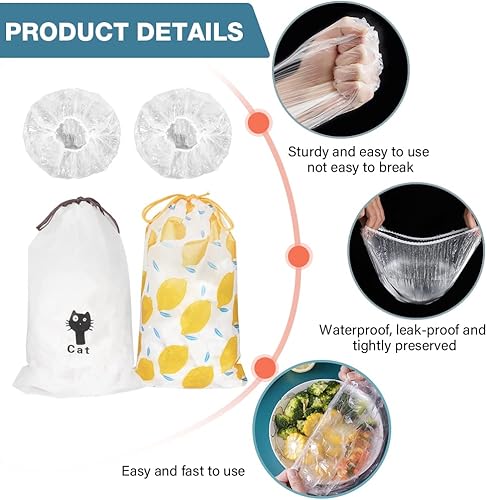 Miniatura 5 de 200 fundas para tazones a prueba de pan con bolsas de almacenamiento, se adaptan a cuencos de hasta 12 pulgadas, envoltura de plástico para