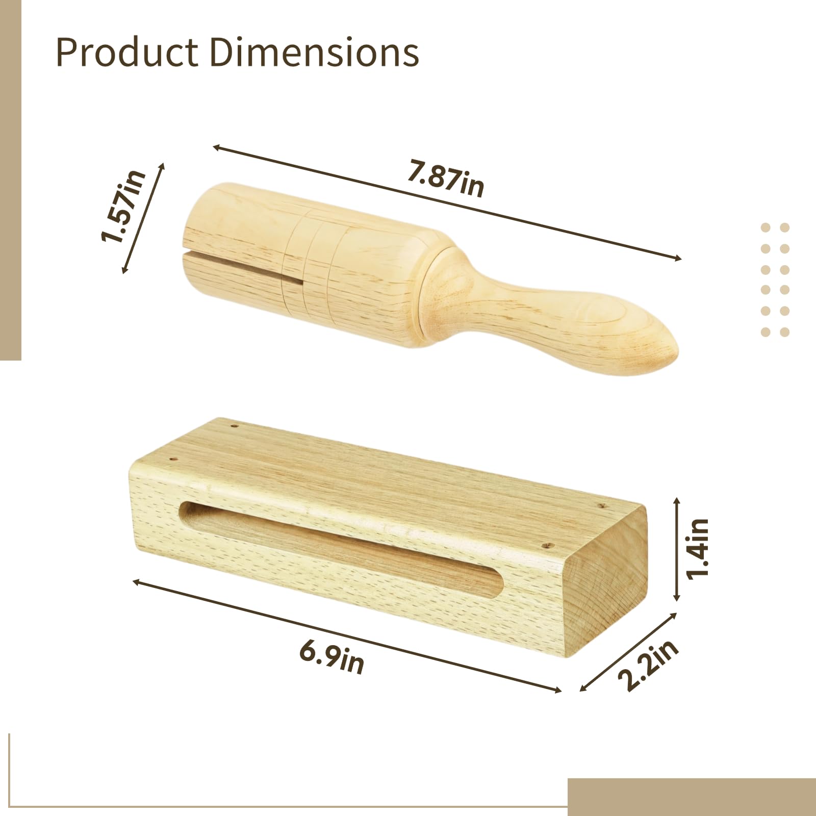 Orff - Set di 10 strumenti a percussione in legno, per educazione musicale, design compatto e portatile, 20,1 x 4,1 x 4,1 cm, regalo ideale