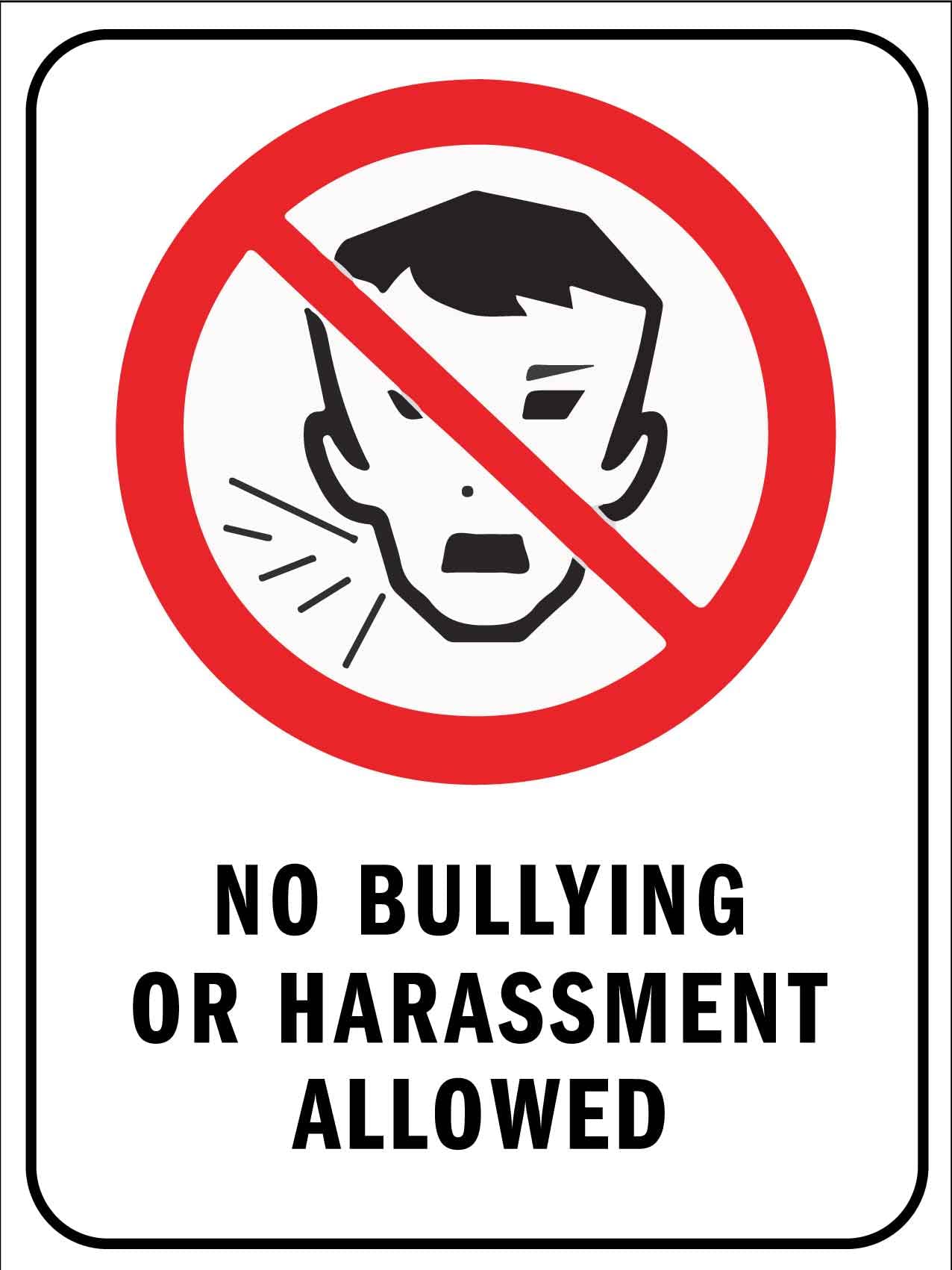 Metal Tin Sign No Bullying Or Harassment Allowed Caution Danger Safety Security Warning Notice Signs Indoor Outdoor Use 8 X 12 Inch