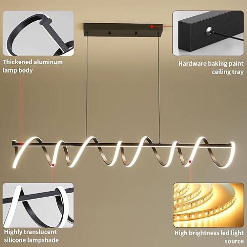 Miniatura 5 de Diseño Moderno Lámpara Colgante Lineal de Escritorio Regulable, con Control Remoto, Lámpara de Techo Regulable de 3 Modos de Color y Brillo, Lámpara