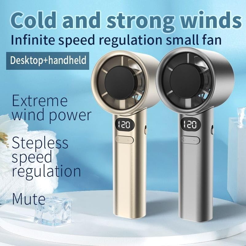 Image of ANANTA Mini Handheld Fan with Ice Touch Technology, 120 Adjustable Speeds, 4000mAh Rechargeable Battery, USB-C Charging, Foldable Portable Fan with Smart Digital Display, Use for Home