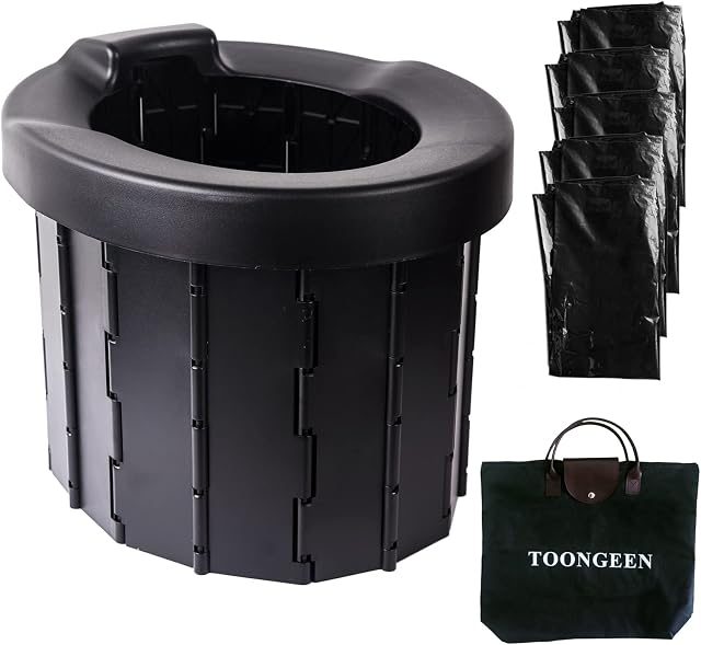TOONGEEN Portable Toilets for Adults Collapsible, Lightweight Camping Toilet Travel Toilet with Seat, Compost Toilet Loo for Adults Boys, Suitable for Fishing Hiking Traffic Jams Festivals