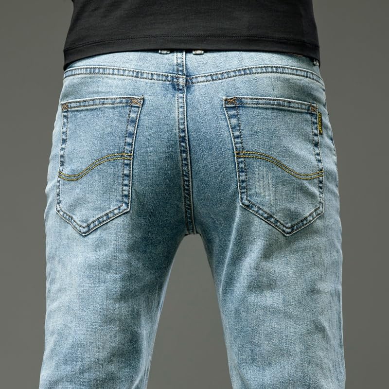 Spring and Autumn Office Jeans Vintage Cotton Stretch Straight Leg Jeans Men's Pants4