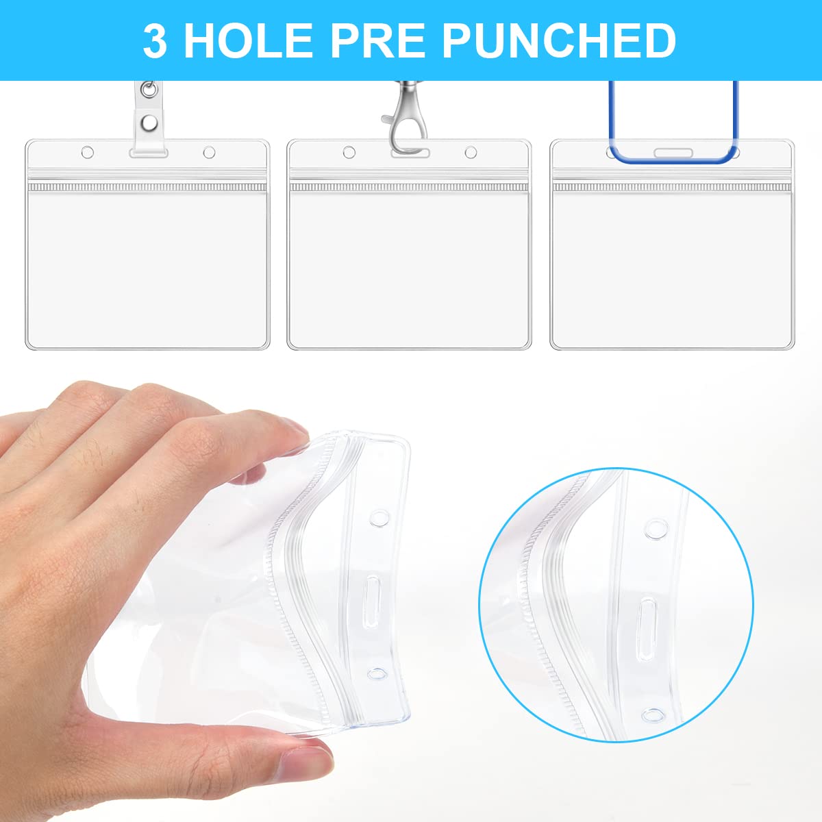 Vicloon Badge Id Tarjeta, 10pcs Soportes para Tarjetas de Horizontales de Plástico Transparente, Impermeables y Resellables, para Tarjeta de Estudiantes, Tarjeta de Visita, Tarjeta de Autobús