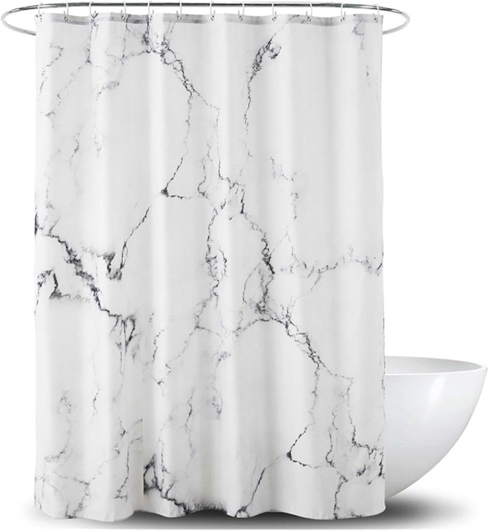 Cortina de ducha impermeable, resistente al moho, lavable y fácil de limpiar, con peso, 180 x 230 cm, tela de poliéster para uso prolongado en el baño