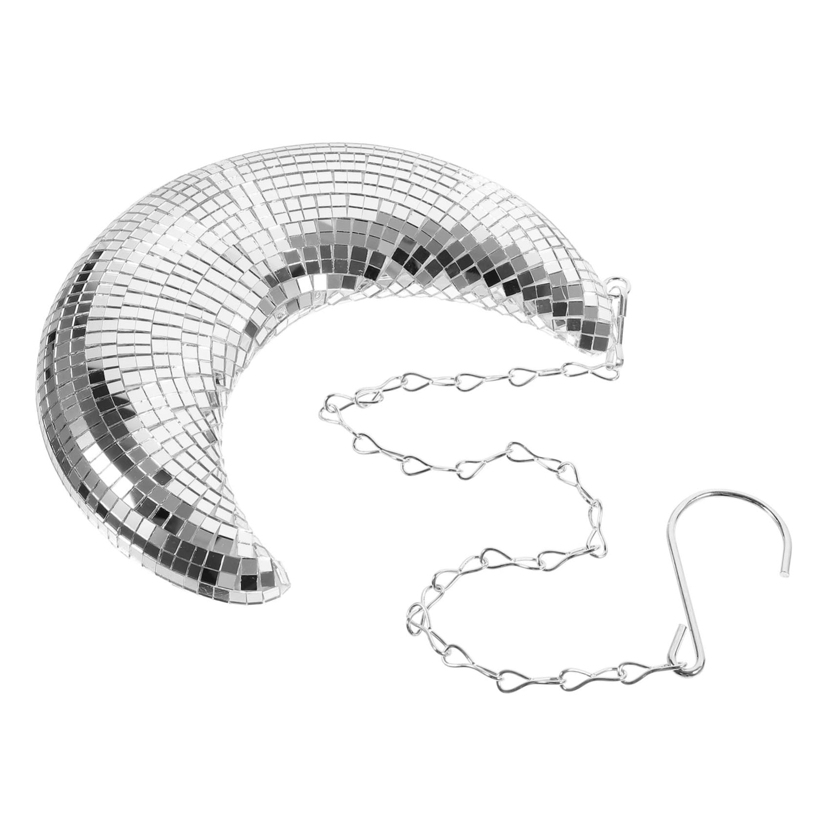 Alipis 4 Pièces Pendentif Lune Miroir Boules Disco Suspendues Décor Suspendu De Décor en Forme De Lune Boules à Facettes Décoration De Fête Décor De La Mousse Silver