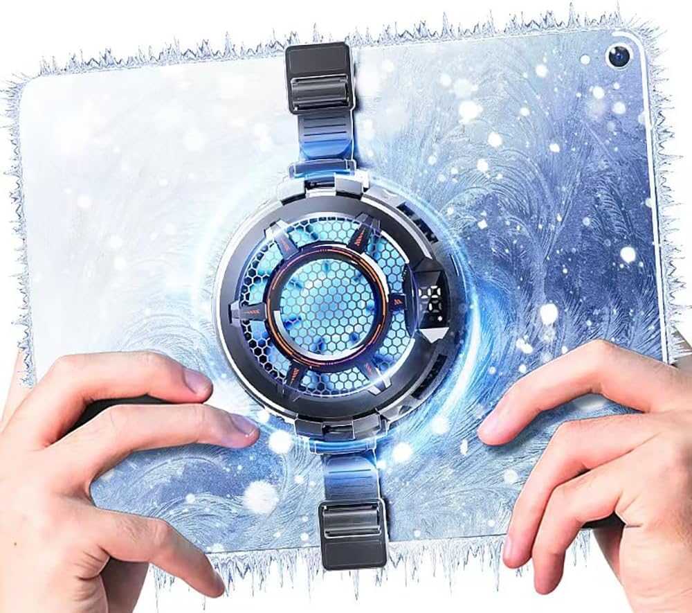 Generic 2-1 Magnetic iPad Cool, 30W Super Powerful Radiator with 3 Cooling Modes, Temperature Monitor LED Gaming Light,Elastic Silicone Buckle