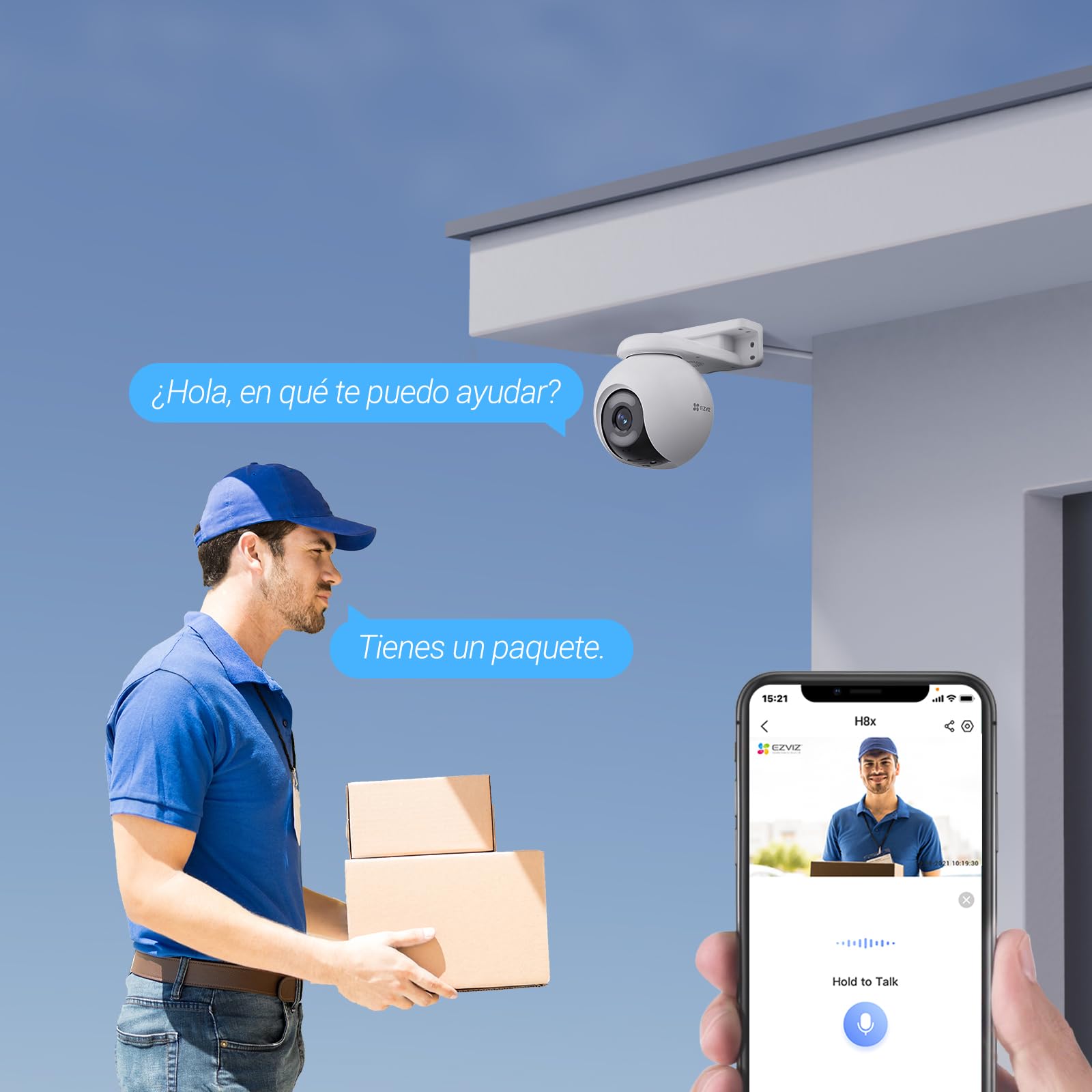 EZVIZ Cámara Vigilancia WiFi Exterior,2K+, 360°,Cámara IP de Seguridad,Visión Nocturna Colorfull con Luz Ultrabaja,IA Detección de Persona/Vehículo,Seguimiento Zoom Auto,Audio Bidireccional,Sirena,H8x