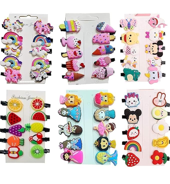 Diversa 60 Pcs Kids Hair Clips Barrettes Unicorn Ice Cream Candy Princess Multi Figures Hair Grips Pins For Toddlers Girls Hair Accessory Set