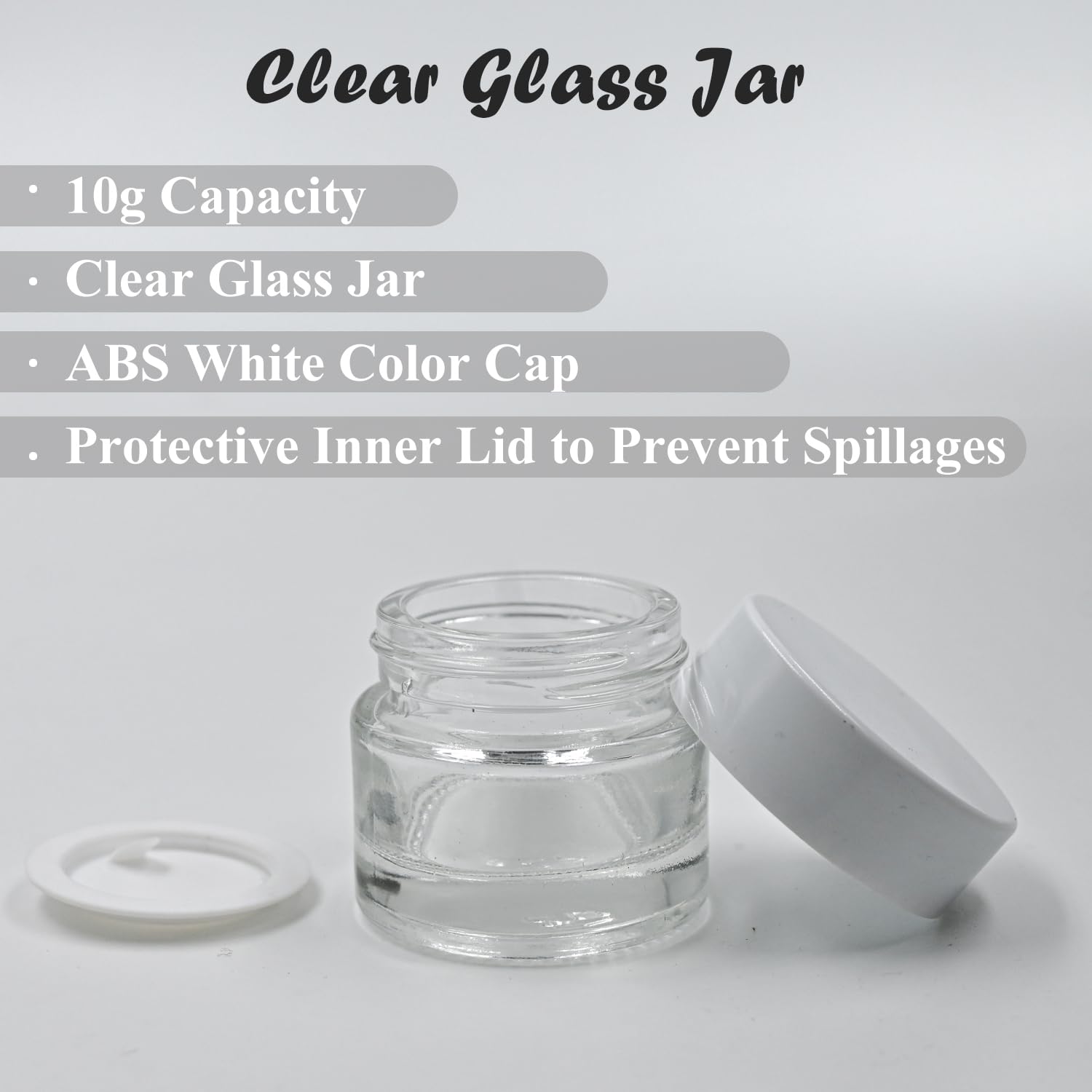 Happy Packaging 10 Gm Round Empty Glass Cosmetic Cream Container | Jars With White Cap And White Inner Lids For Creams| Balms | Face Scrub | Body Cream Etc (3) - Image 2 thumbnail