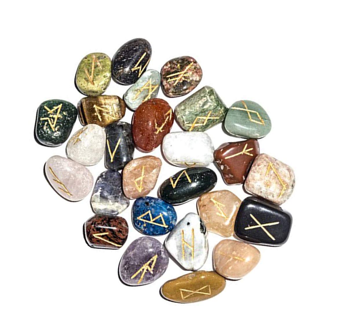 Buy Crocon Mix Chakra Rune Stones Set with Elder Futhark Alphabet ...