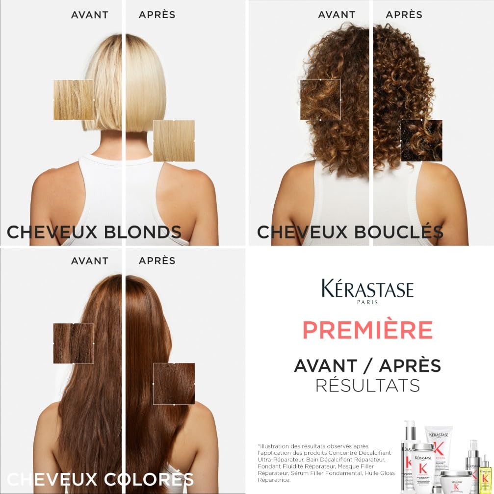 KÉRASTASE Première - Huile Gloss Réparatrice Sans Rinçage - Huile Capillaire Anti-Fourches - Répare La Fibre En Profondeur & Ravive L'Éclat - Formule Innovante - Sans Parabène - Cheveux Abîmés - 30 ml