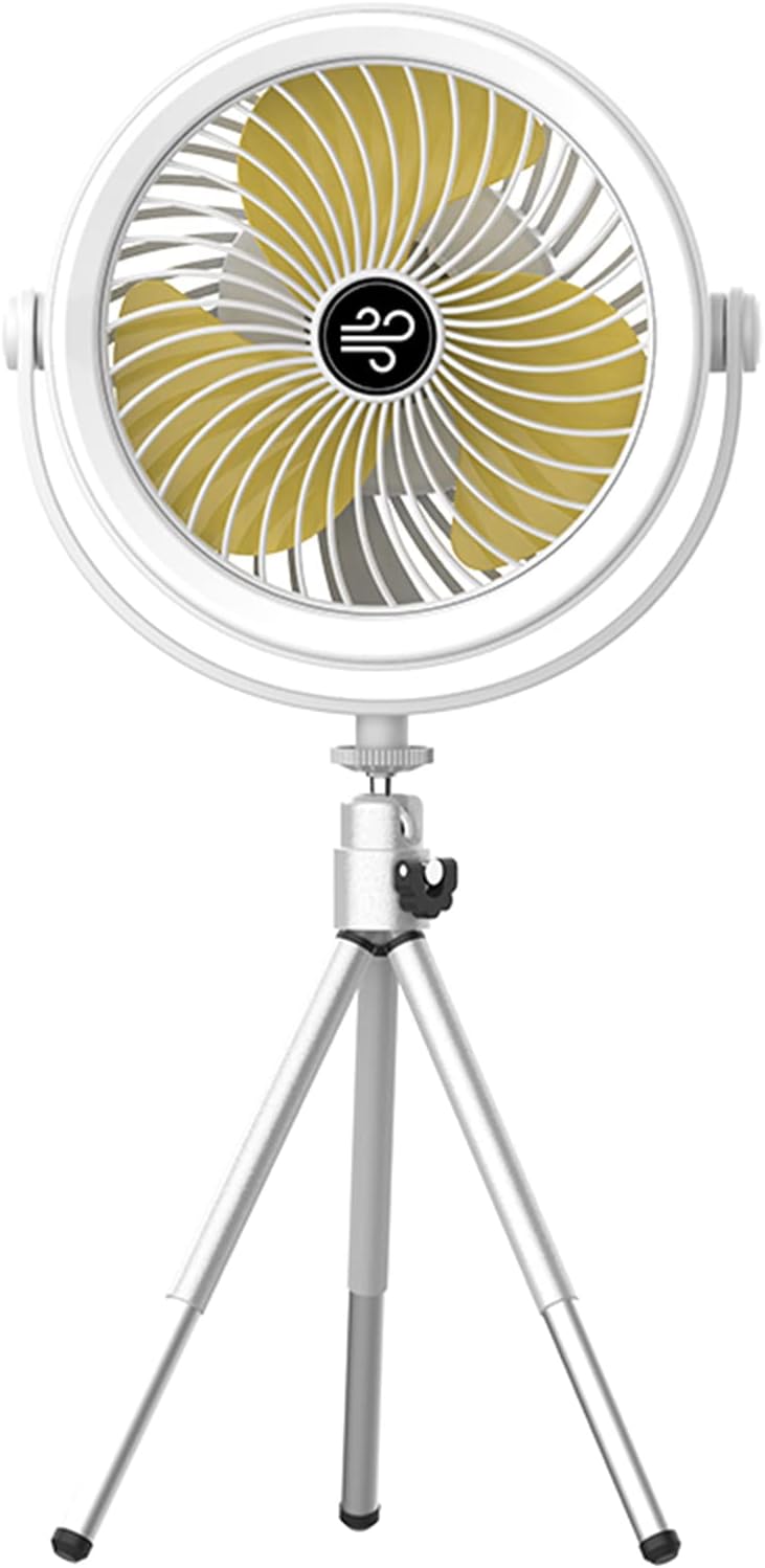 Portable Fan Adjustable Speed 360°Rotatable Camping Fan For Table Better Cooling Tripod Fan LED Light