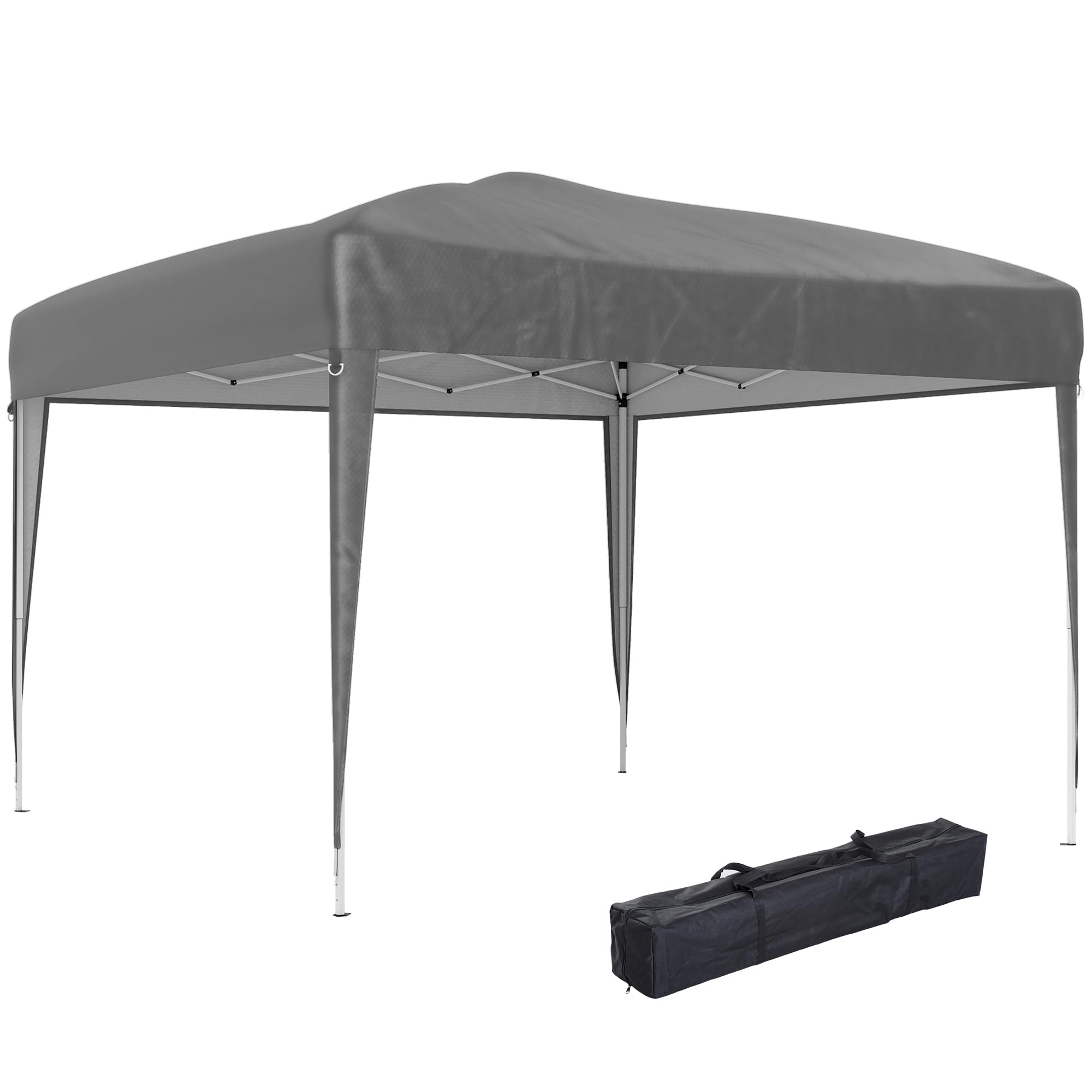 Outsunny 3 x 3M Garden Pop Up Gazebo Height Adjustable Marquee Party Tent Wedding Canopy with Carrying Bag, Grey