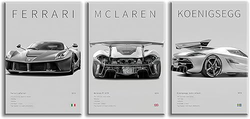 CSLGQGV Car Poster Vintage Racing Car Wall Art Supercar Canvas Prints Painting For Men Room Pictures Guys Dorm Room Aesthetics Decor Bedroom Office