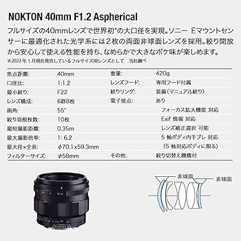 Amazon.co.jp: VoightLander NOKTON 40mm F1.2 Aspherical E